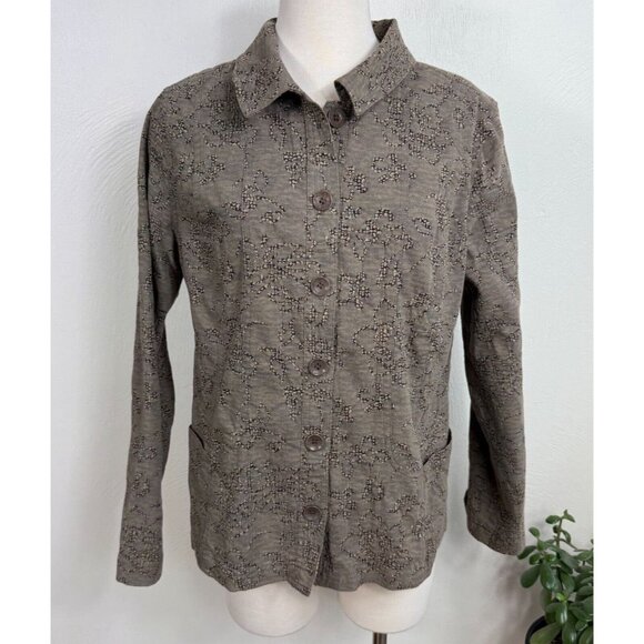 Christopher Banks‎ Womens Taupe Batik Style Button Up Jacket - Picture 1 of 13